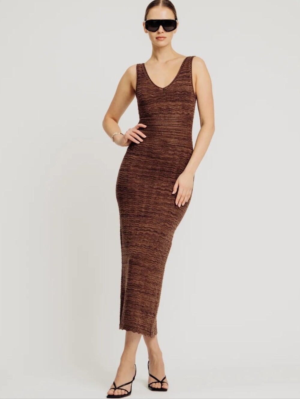 Torn By Ronny Kono Mindy Knit Dress Small Brown